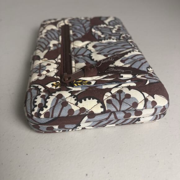 Vera Bradley Blooms Slate Wallet Hard Case Quilted Floral Blue Brown 8x5" - Picture 5 of 13